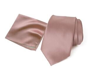 1364 Regular Solid Color Satin Microfiber Tie and Handkerchief Set Pink